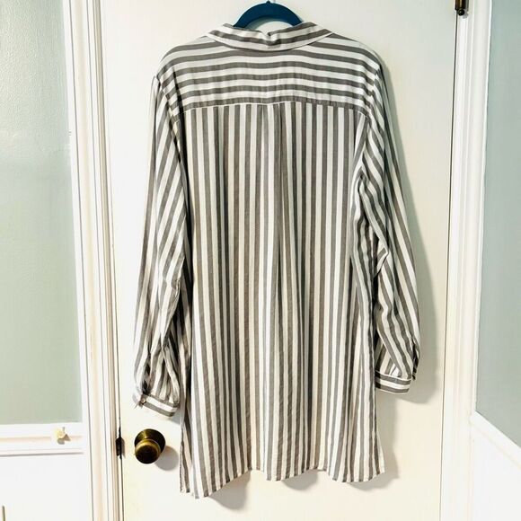Jones New York XL grey & white stripe long tunic pockets side vents beachy - Picture 4 of 12